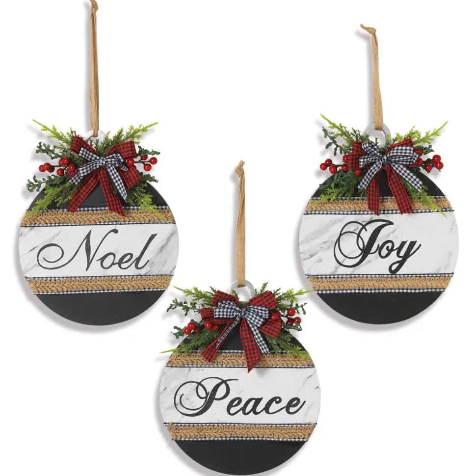8.5" Wood Holiday Ornament With Bow