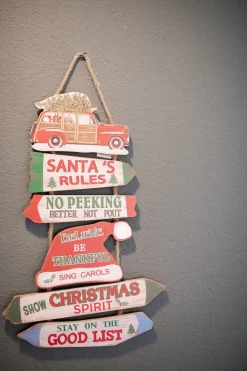 22.4” Wood Holiday Sign w/ Vehicle