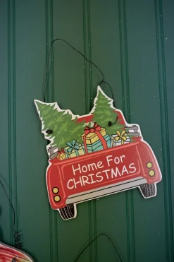 7.8” Wood Holiday Vehicle Christmas Ornaments