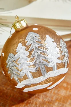 4" Woodland Scene Glass Ornament