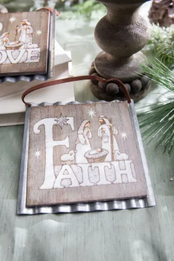 5.5” Wood & Metal Holy Family Ornament