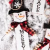 11.8” Wood Snowman with Buffalo Check Plaid Scarf Ornament