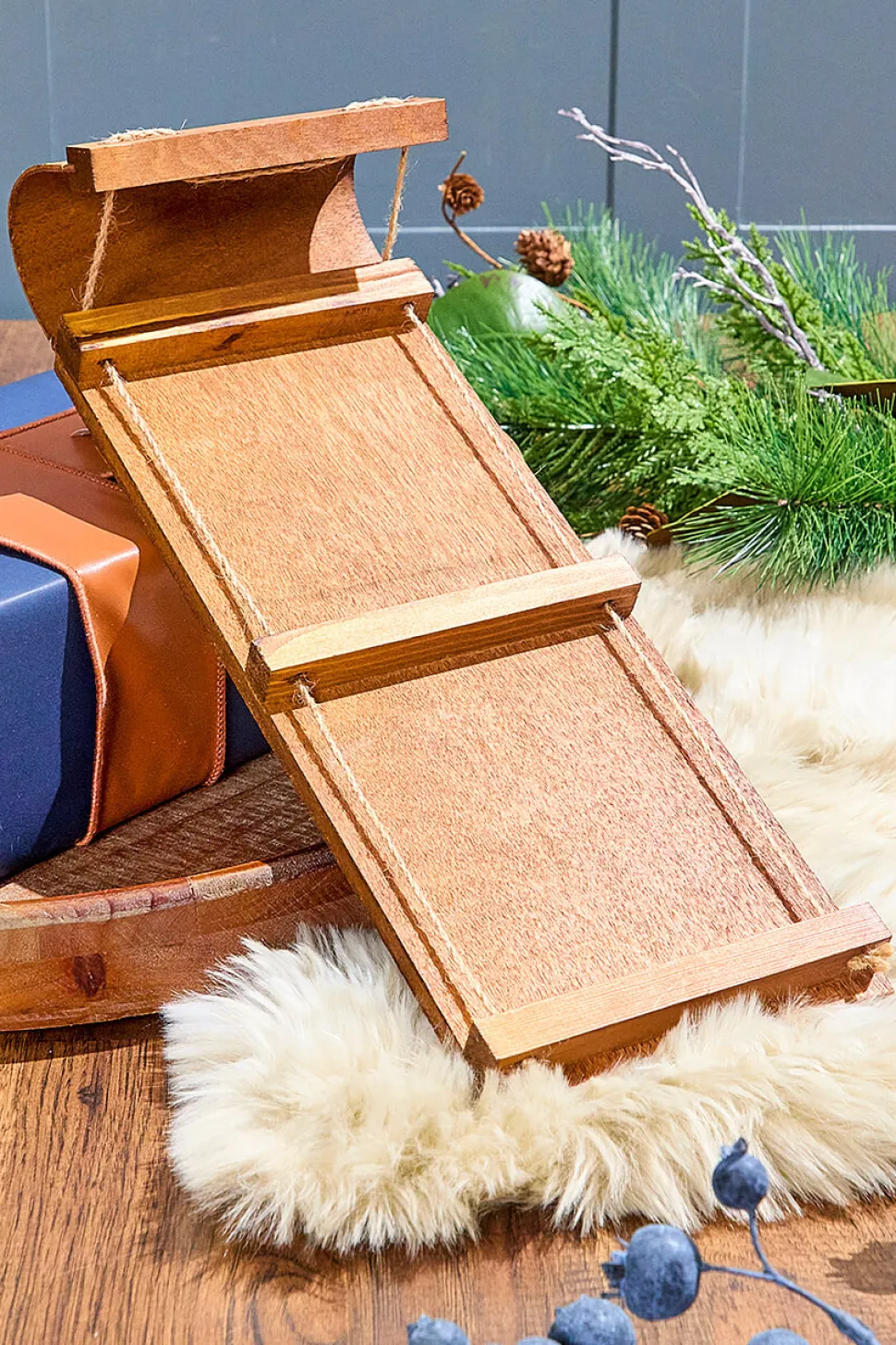 16.5" Wood Toboggan Ornament
