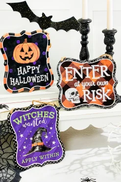 7"x 6" Assorted Halloween Embossed Sign