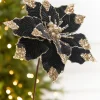 20" x 11.5” Black Glitter Poinsettia Stem