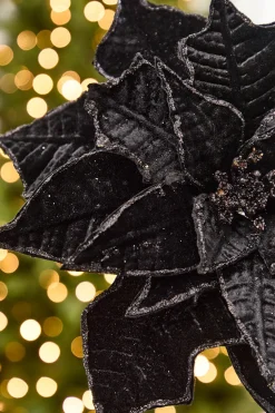 19" x 14" Black Velvet Poinsettia Stem