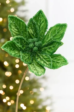 20" x 9.5" Bright Green Poinsettia Stem
