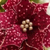 20" x 12" Burgundy Sequin Poinsettia Stem