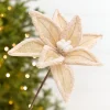 20” x 13" Burlap Faux Fur Edge Poinsettia Stem