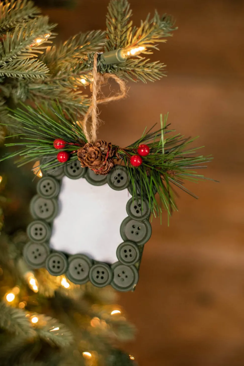 8" x 4” Button Frame with Pinecones
