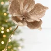 22" x 9.5" Champagne Glitter Magnolia Stem
