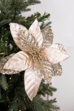 24” x 12" Champagne Glitter Poinsettia