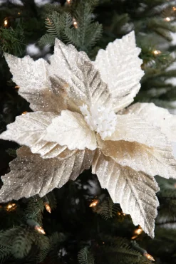 22” x 13" Champagne Metallic Poinsettia Stem