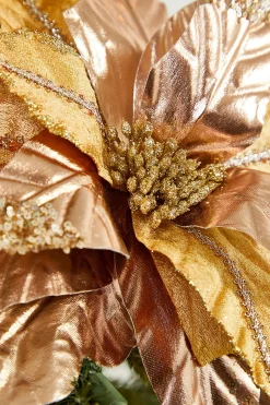 31” x 16.5" Champagne Velvet Metallic Poinsettia