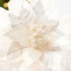 29" x 13" Cream Glitter & Bead Poinsettia Stem