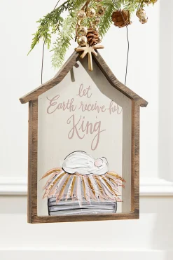 8" x 10.5" Creche "Let Earth Receive Her King" Wall Sign