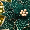 20" x 12” Emerald & Gold Sequin Poinsettia Stem
