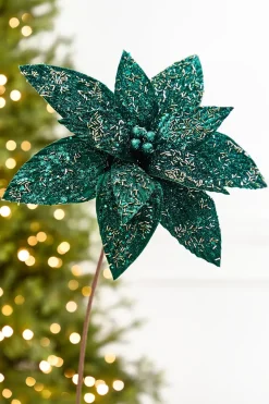 19" x 14" Emerald Green Poinsettia Stem