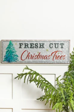 24" x 8" Fresh Cut Christmas Trees Metal Sign