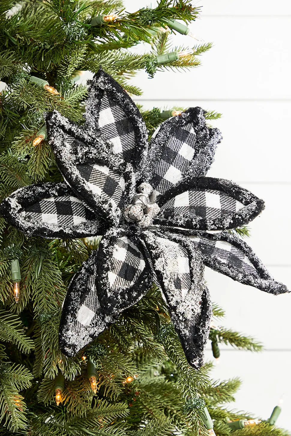 24” x 13" Frost Edge Country Check Poinsettia Stem