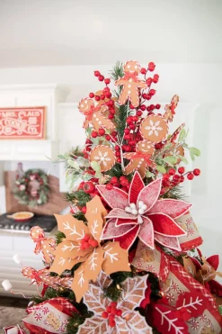 28” x 12" Frost Velvet Poinsettia Stem