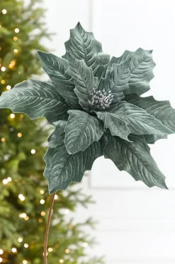 20" x 17" Giant Dusty Blue Poinsettia Stem
