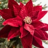 22” x 17” Giant Velvet Poinsettia Stem - Burgundy