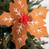 22” x 12" Gingerbread Poinsettia Stem with Red Berries