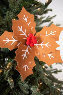 22” x 12" Gingerbread Poinsettia Stem with Red Berries