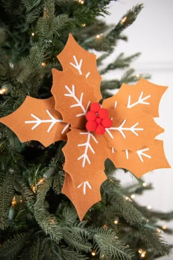 22” x 12" Gingerbread Poinsettia Stem with Red Berries