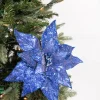 24” x 11" Glitter Iced Poinsettia Stem - Midnight Blue