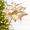 22" x 11” Gold Metallic Glitter Poinsettia Stem