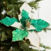 19" x 12" Green Champagne Poinsettia Stem