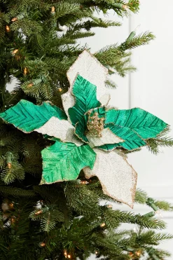 19" x 12" Green Champagne Poinsettia Stem