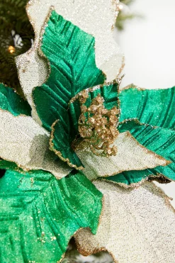 19" x 12" Green Champagne Poinsettia Stem