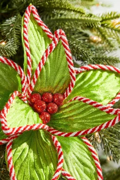 24” x 12" Green Peppermint Edge Poinsettia Stem