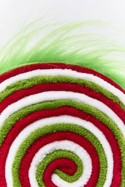 19.5" x 6.5” Green, Red & White Furry Lollipop Spray