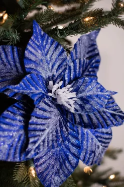 24” x 14" Iced Blue Poinsettia Stem