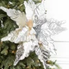 26" x 20.5" Large Silver Metallic Poinsettia Stem