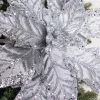 24" x 12" Leafy Silver Poinsettia Stem