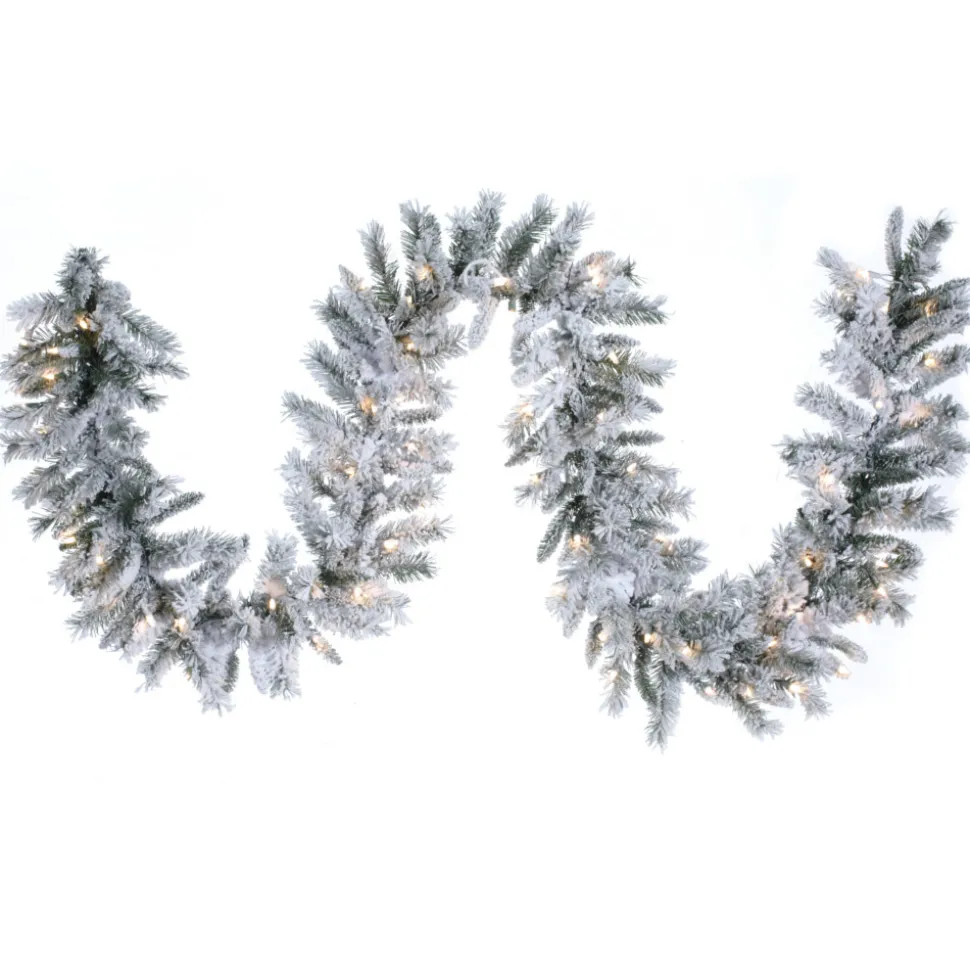 9' x 14" LED Flocked Balsam Garland