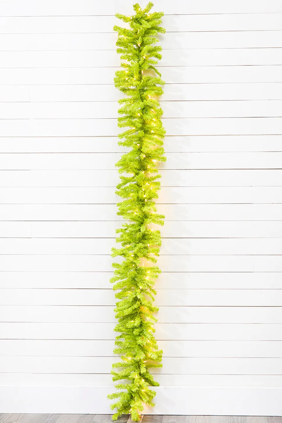 9' x 14" Lime Green Garland with LED Lights