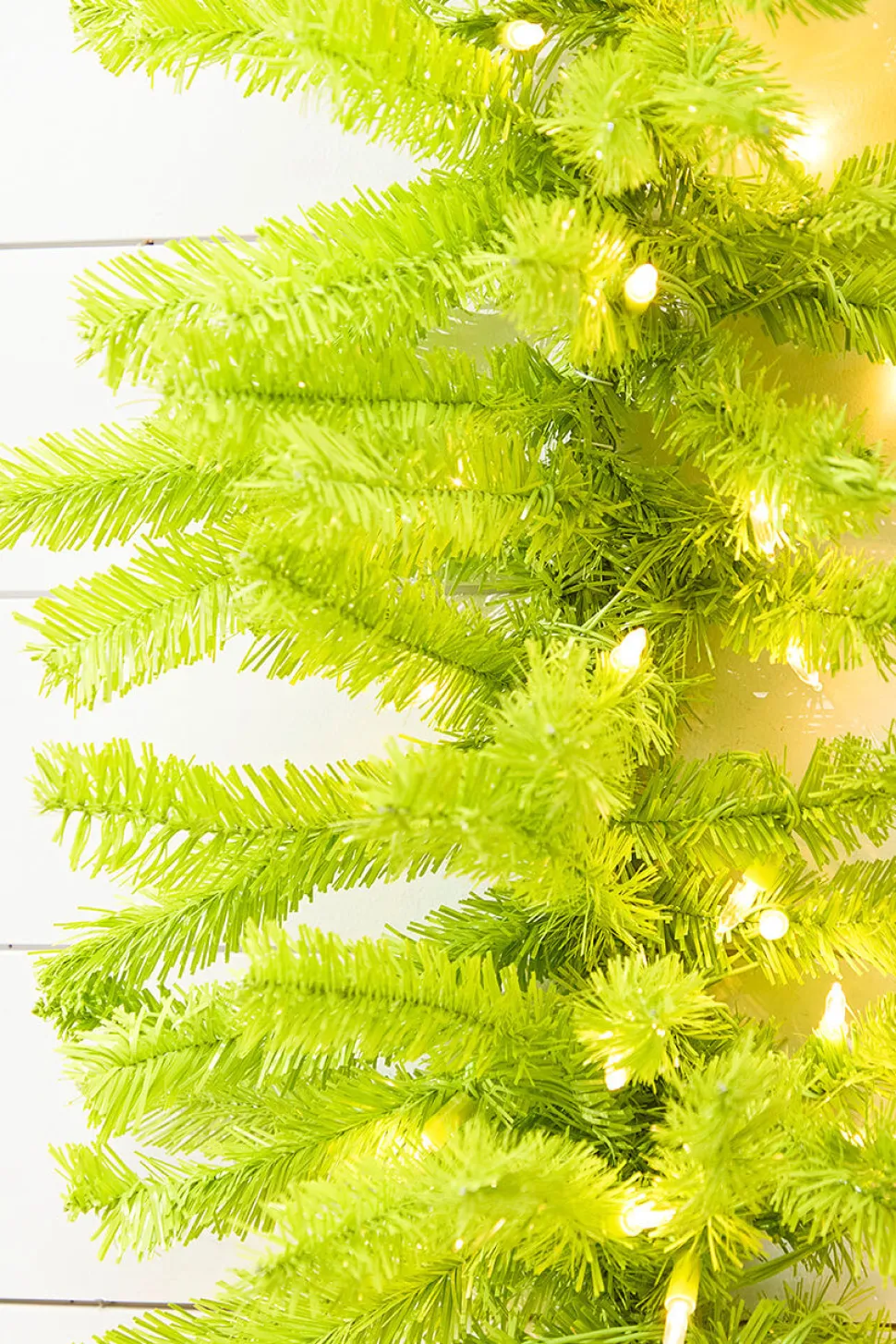 9' x 14" Lime Green Garland with LED Lights