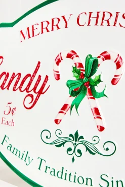 18" x 10" Metal Candy Cane Sign