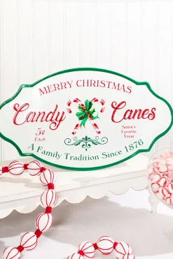 18" x 10" Metal Candy Cane Sign
