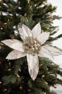 22” x 13" Metallic Bead Poinsettia Stem