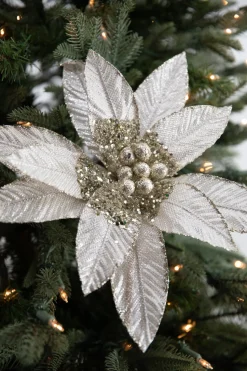 22” x 13" Metallic Bead Poinsettia Stem