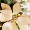 24” x 12" Metallic Mirror Fabric Poinsettia Stem