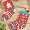 8" x 6" Nordic Pattern Wood Stocking Ornament