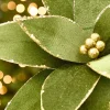 20" x 15" Olive Velvet Glitter Poinsettia Stem
